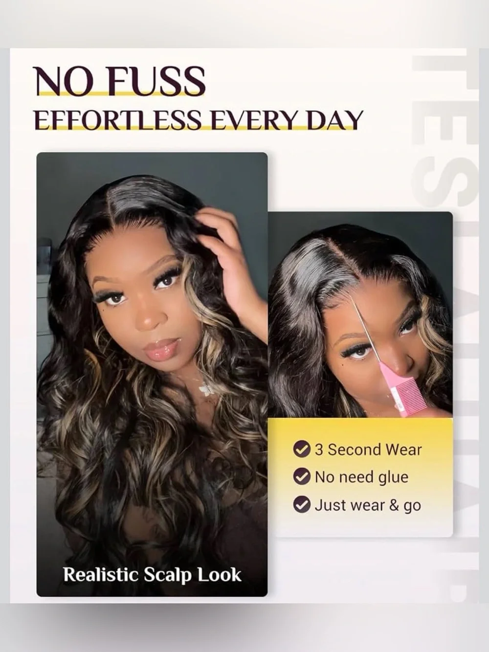 TESLAL Balayage Wear and Go Glueless Wig Pre Cut HD Lace 6X6 Lace Wig 24 Inch